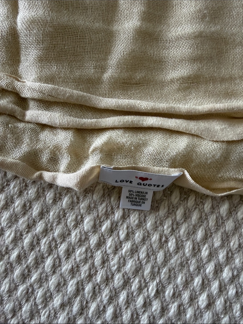 New Women’s Light Beige Linen Scarf Wrap - Picture 3 of 3